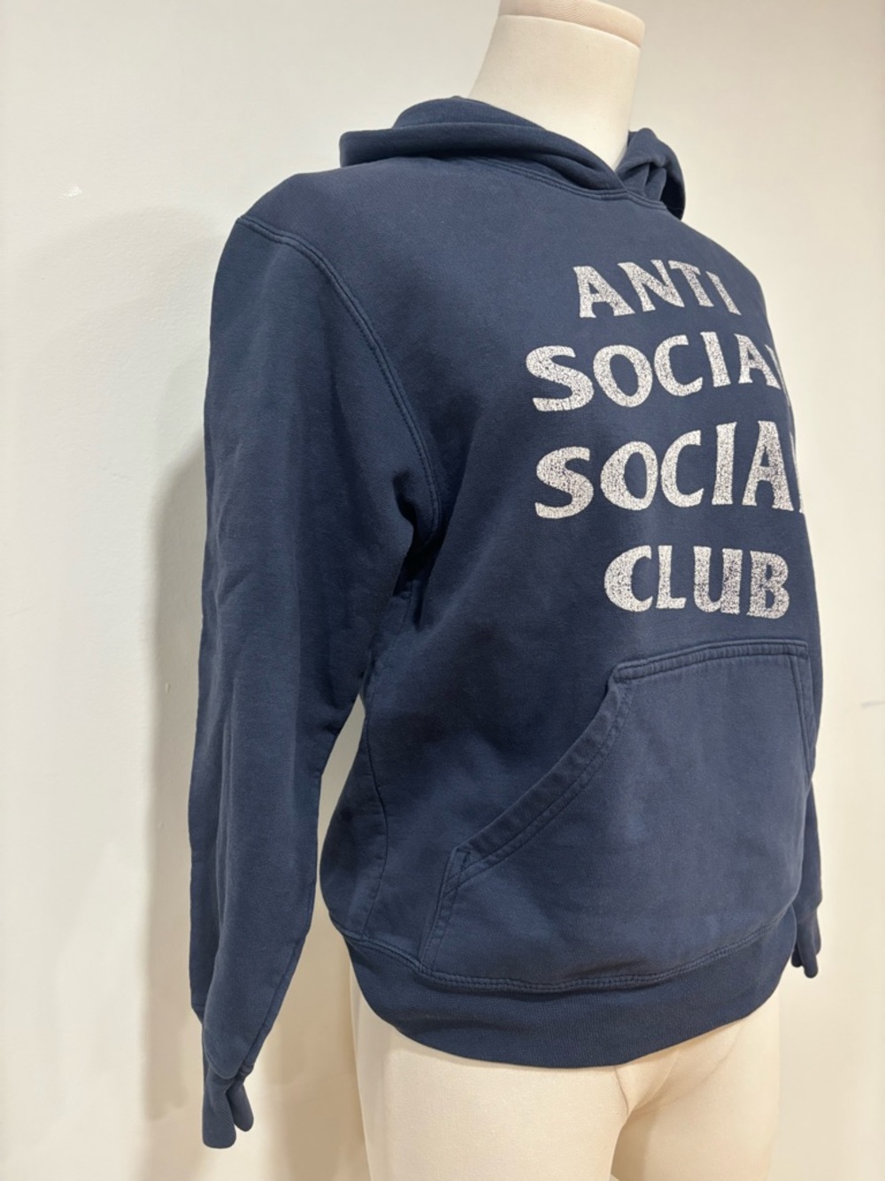 Anti Social Social Club Navy Hoodie with White Logo - Picture 2 of 3